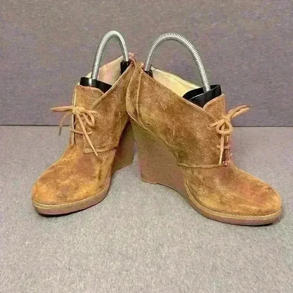 Enzo Angoliolini Leather Wedge High Heel Eaflory Rubber Ankle Boot Wmns Size 9